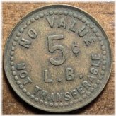 Leonard Bros. L.B. Dept. Store 5¢ Token