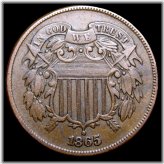 Antique Two Cent Coin - 1865 Edition
