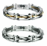 Steel Link Dual Tone Men's Bracelet