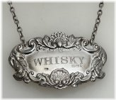English Silver Whisky Decanter Label - 1973