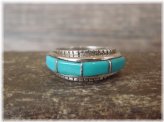 Turquoise Inlay Zuni Sterling Silver Ring