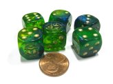 Beetle 16mm Animal Dice Set - Blue-Green with Gold Pips