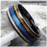 Wilderness Tungsten Ring for Men - Whiskey Barrel & Fishing Line Design