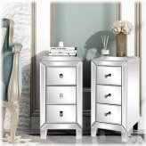 Mirrored Diamond 3-Drawer Nightstand Set