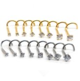 Golden Clear Spark Nose Studs