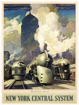 Vintage New York Central Railroad Poster - 1940s Era