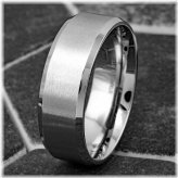 Silver Brushed Beveled Men's Ring