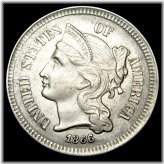 Copper Nickel Three Cent Piece - Gem BU++ Condition Coin