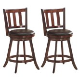 Swivel Leather Padded Counter Height Stools - Set of 2