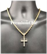 Crossed Rope Pendant with CZ Plating for Men's Hip Hop Style