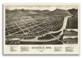 Missoula Montana Vintage Panoramic Map from 1884 - 16x24