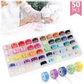 Bobbin Buddy Set: Organizer with 50 Clear Bobbins and Assorted Colors for Sewing Machines