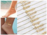 Zodiac Charm Anklets - Elegant Gold Lettering Ankle Bracelets for Women