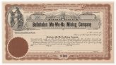 Bellehelen Mo-We-Na Mining Company Stock Certificate Nevada