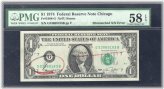 1974 $1 Federal Reserve Note with Mismatched Serial Numbers and BEP Rejection Marks, PMG AU-58EPQ