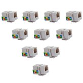 White Telephone Network Keystone Jack Inserts (10 Pack)
