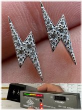 Lightning Bolt Sterling Silver Earrings with Moissanite Stones