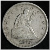Seated Liberty Twenty Cent Piece - 1875-S XF+