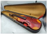 Antique German Stradivarius Conservatory 4/4 Violin with Wood Coffin Case