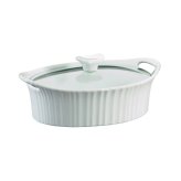 Elegant Oval Ceramic Casserole with Glass Cover