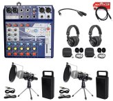 Podcasting Pro Kit with Mixer, Headphones, Mic, and Stand