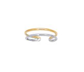 Dual Tone Adjustable Toe Ring in Solid 14K Gold