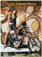 Vintage Coors Motorcycle Poster featuring Jesse James Chopper and Model (2004)