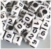 Monochrome Number Cube Beads Set