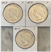 Silver Trio: 1922-D Peace Dollar Set