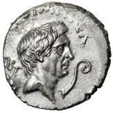 Sextus Pompey Denarius "Portrait & Neptune Catanaean Brothers