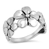 Plumeria Blossom Sterling Silver Ring