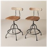 Rustic Industrial Counter Stools - Aged Oak/Black