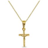Tiny Gilded Jesus Crucifix Necklace for Children
