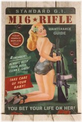 Vintage Pinup Soldier Metal Plaque