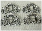 Antique Silver Oval Cameo Brooch Pins Set