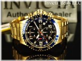 Gold Blue Chrono Watch by Invicta