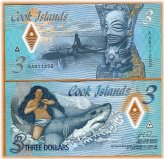 Cook Islands Shark and Ina Polymer Banknote - Gem UNC