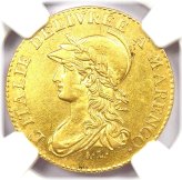 Italian States Gold Piedmont 20 Francs Coin (L'An 9) - NGC Certified AU Details