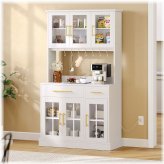 Glass Door Pantry Storage Cabinet