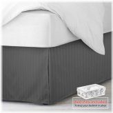 Pleated Damask Stripe Bed Skirt with Tailored Drop and Pins