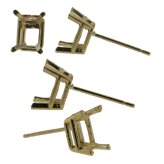 Emerald Cut Stud Earring Mounting Setting