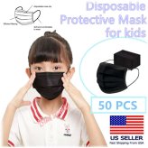Black 3-Ply Kids Disposable Face Masks