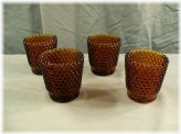 Amber Glass Hobnail Votive Candle Holders Set