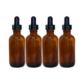 Amber Glass Dropper Bottles for Essential Oils - Set of 4