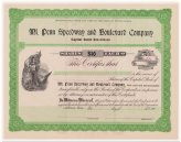 Penn Speedway & Boulevard Co. Stock Certificate