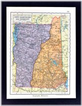 New Hampshire & Vermont - 1925 Encyclopedia Britannica Map