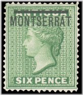 Montserrat Green 6p Stamp (1876)