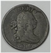 Crosslet 4 Stems Draped Bust Half Cent