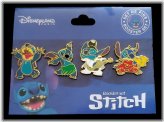 Stitch Character Pin Set - Godzilla, Alien Elvis, and Hula Styles