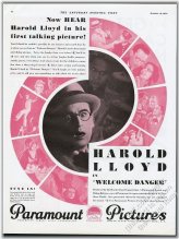 Golden Era Cinema Ephemera: 1929 Harold Lloyd 'Welcome Danger' Vintage Print Ad